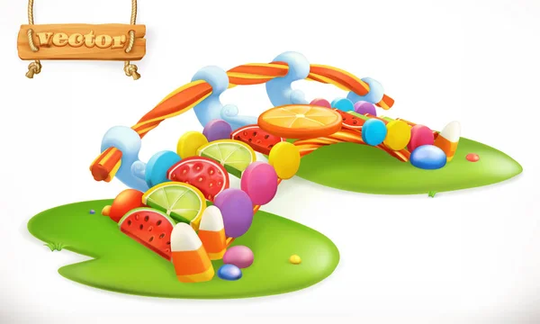 Bridge made of candy — Stock Vector