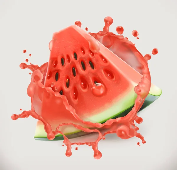 Skiva vattenmelon i splash — Stock vektor