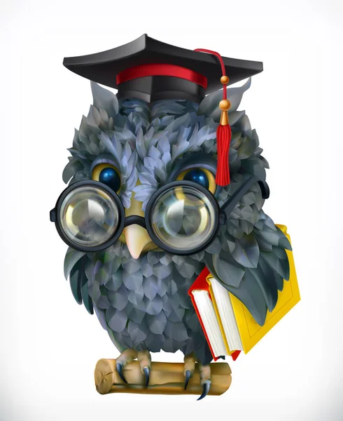 卡通猫头鹰在学术帽 — 图库矢量图片