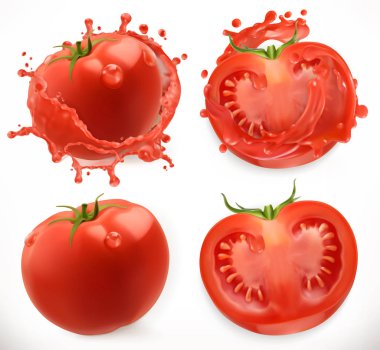 Domates suyu. Taze sebze. 3D gerçekçi vektör Icon set
