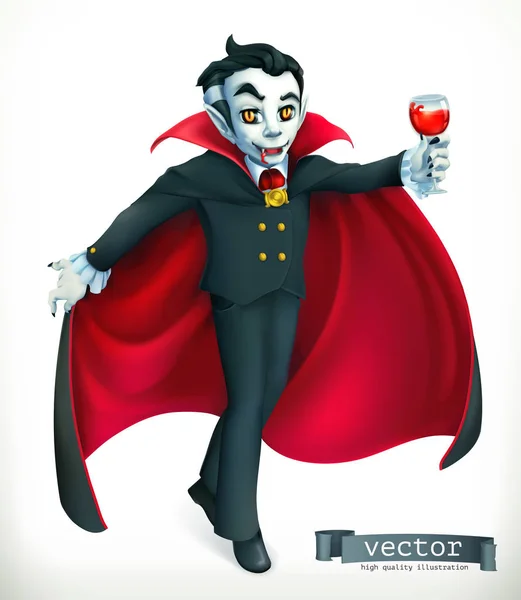 Vampire. Happy Halloween, 3d vector icon — Stock Vector