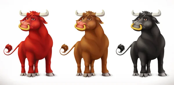 Toro. Animale di bue nello zodiaco cinese, calendario cinese. Icona del vettore 3d — Vettoriale Stock