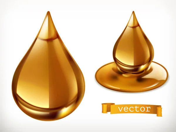 Honingdruppel. 3d vectorpictogram ingesteld — Stockvector