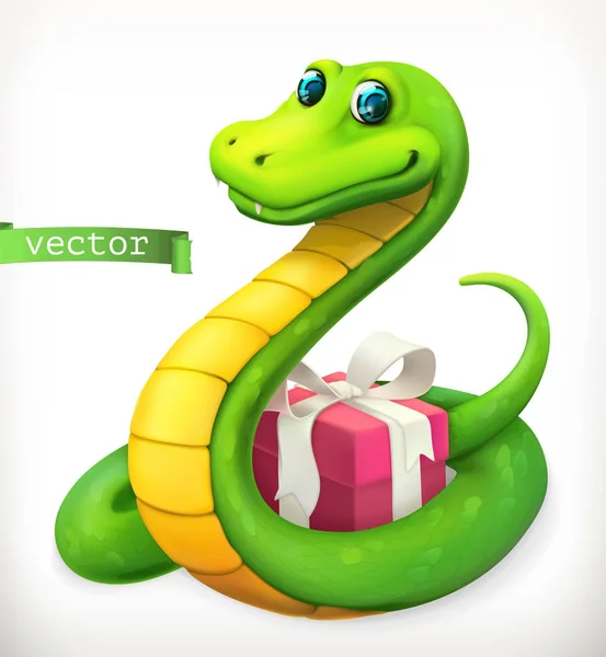 Schlange, Tier im chinesischen Tierkreis, chinesischer Kalender. 3D-Vektorsymbol — Stockvektor