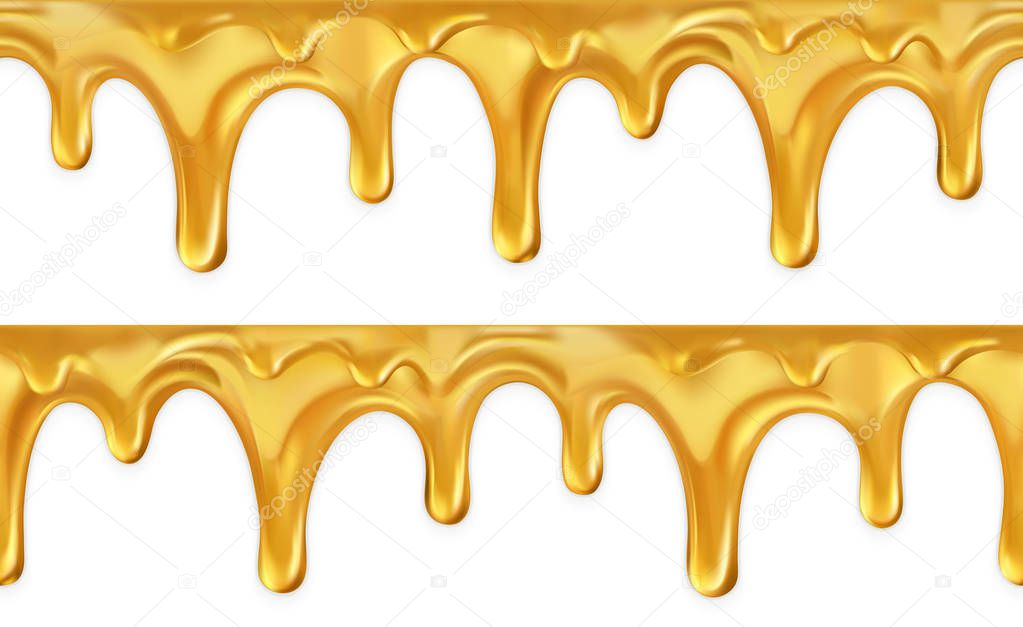 Honey drop seamless. 3d vector set