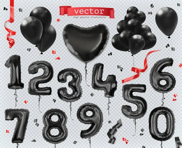 Spielzeugballons. Schwarzer Freitag, Einkaufen. 3D Satz von Vektorsymbolen — Stockvektor