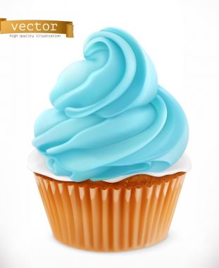 Cupcake 3d gerçekçi vektör simgesi