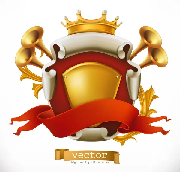 Korona és a pajzs. Király — Stock Vector