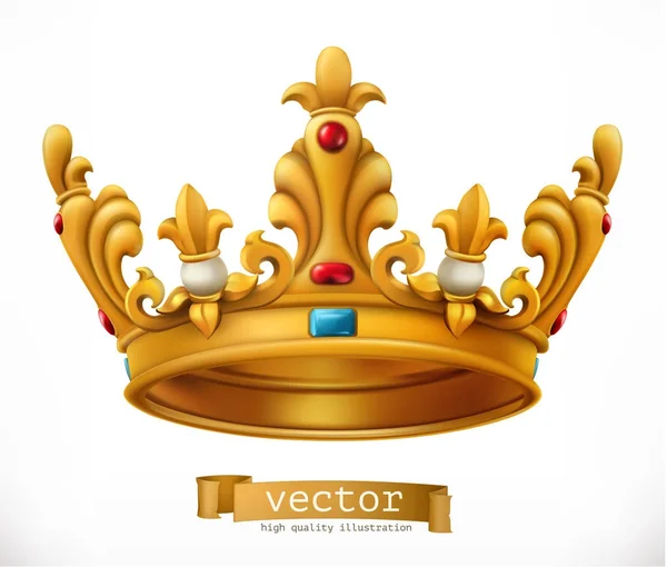 Corona de oro. Rey. icono de vector — Archivo Imágenes Vectoriales