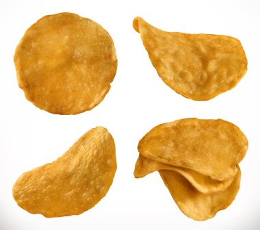 Patates cipsi, 3D gerçekçi vektör simgesi kümesi