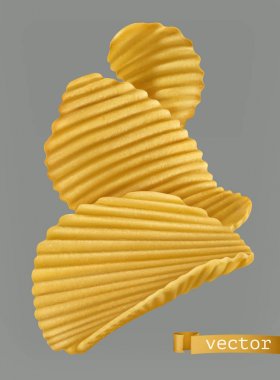 Patates cipsi. 3d gerçekçi vektör