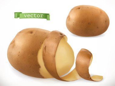 Patates kabuğu. Kıvır. 3d gerçekçi vektör simgesi