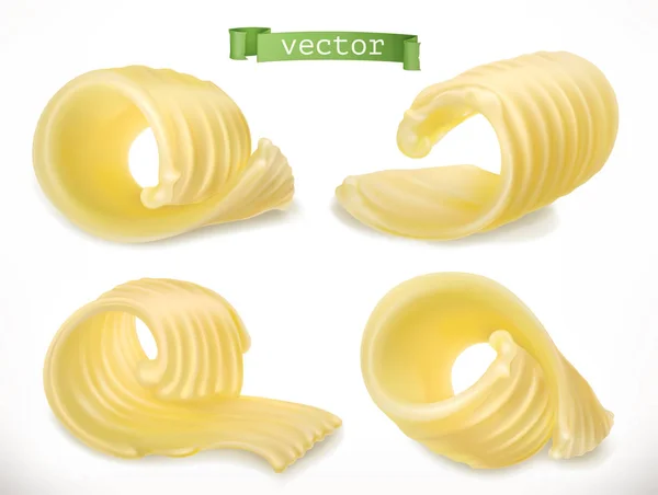 Butter. Curl. 3d realistic vector icon — Stock Vector