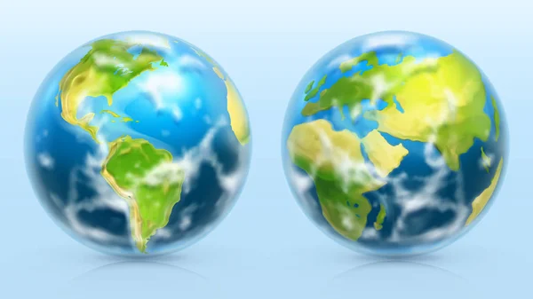 Pianeta Terra. Set di icone vettoriali realistiche 3d — Vettoriale Stock