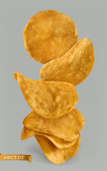 Patatas fritas, diseño de paquetes. 3d vector realista — Vector de stock