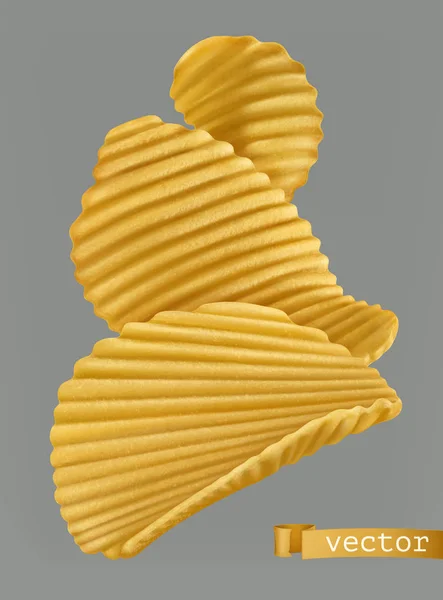 Des chips de pommes de terre. Vecteur réaliste 3d — Image vectorielle