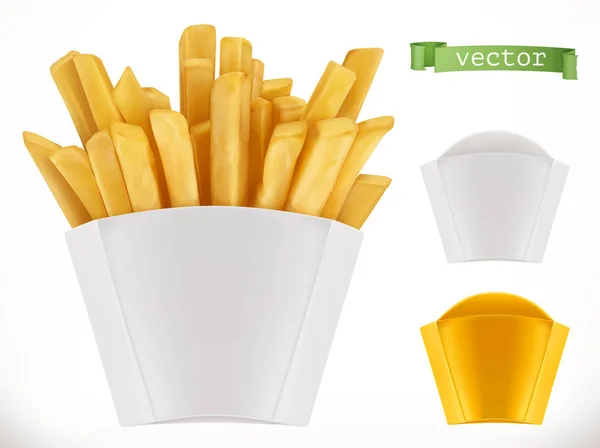 Patata. Patatine fritte. icona vettoriale realistica 3d — Vettoriale Stock