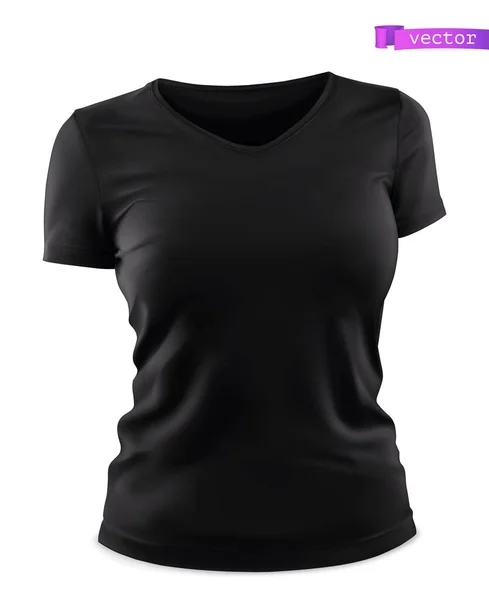 Camiseta Negra Maqueta Vector Realista — Vector de stock