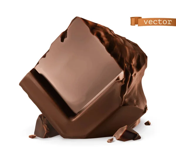 Pedazos Chocolate Icono Vector Realista — Archivo Imágenes Vectoriales