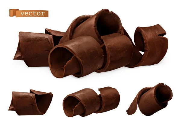 Pezzetti Cioccolato Icona Vettoriale Realistica — Vettoriale Stock