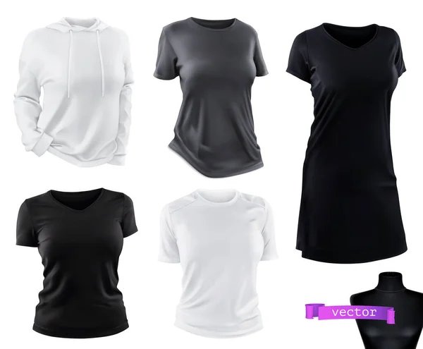 Clothing Shirts Hoodie Dress Mockup Realistic Vector Set Royalty Free Stock Vectors