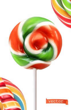 Şekerleme, lolipop. 3d gerçekçi vektör simgesi
