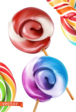 Şekerleme, lolipop. 3d gerçekçi vektör simgesi