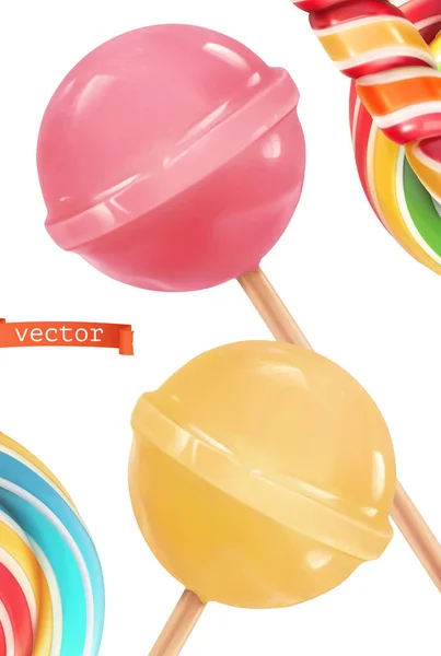 Doces Pirulito Ícone Vetorial Realista — Vetor de Stock