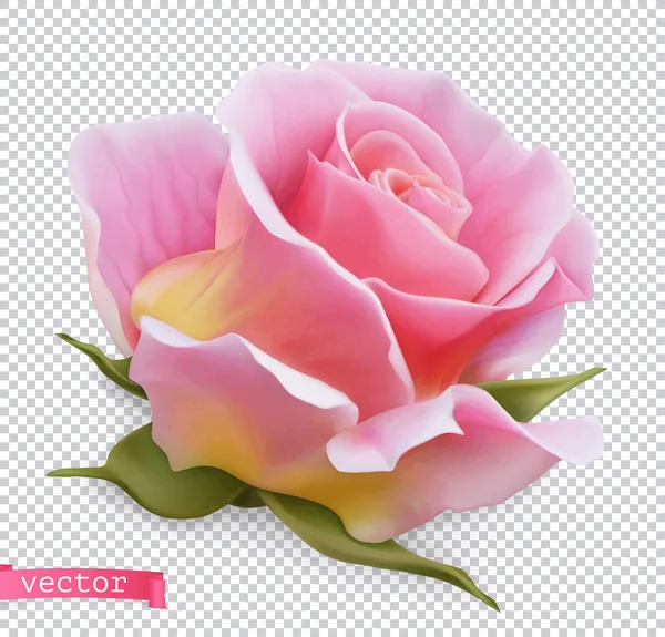 Розовая Роза Реалистичный Векторный Объект — стоковый вектор