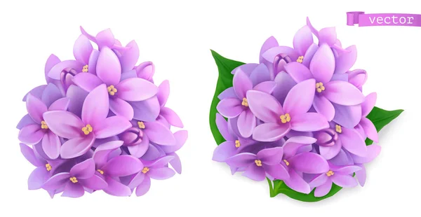 Syringa Bloemen Lila Realistische Vector Pictogram — Stockvector