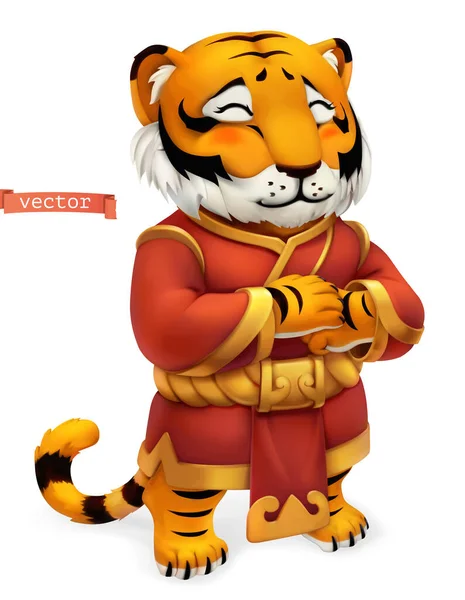 Tigris Vicces Állat Kínai Állatöv Kínai Naptár Vektor Ikon — Stock Vector