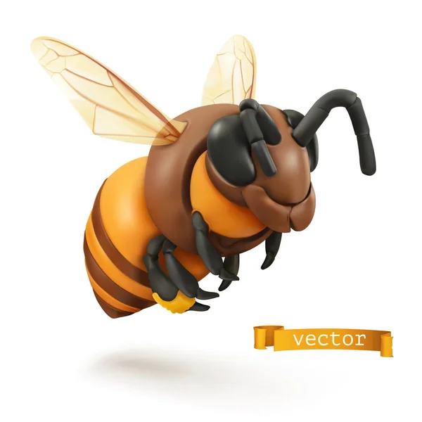Biene Hummel Cartoon Vektor Symbol Illustration Aus Plastilin — Stockvektor