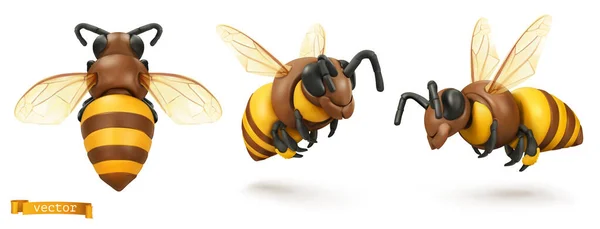 Abeja Abejorro Icono Del Vector Dibujos Animados Conjunto Ilustración Arte — Vector de stock