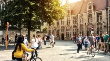 Bruges cityscape çizilmiş at arabası ile