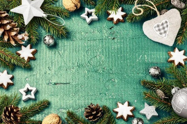 Christmas holiday frame with festive decorations — Stock Photo, Image