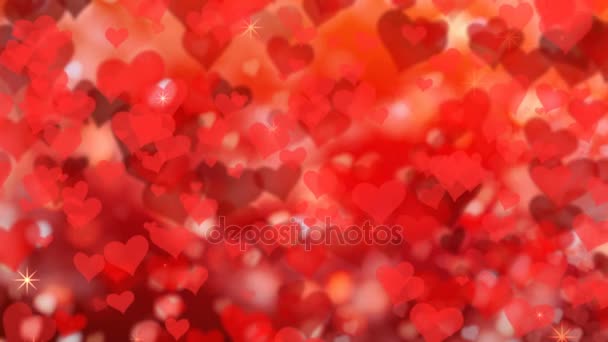 Fondo del Día de San Valentín con corazones rojos — Vídeo de stock