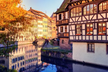 Strasbourg with half-timbered houses.  clipart