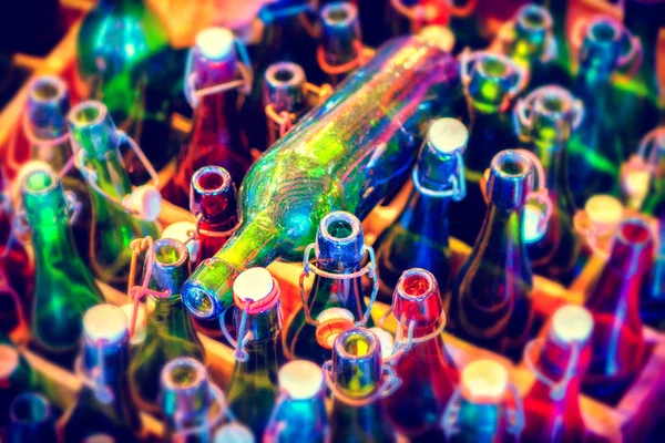 Background with empty beer bottles — Stock Photo, Image