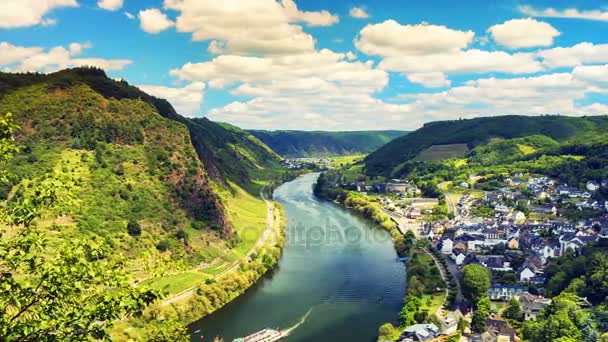 Ландшафт с рекой Рейн — стоковое видео
