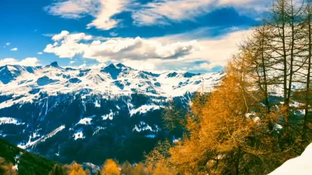 在瑞士贝拉托拉山的雪山山峰上的惊人景色 — 图库视频影像