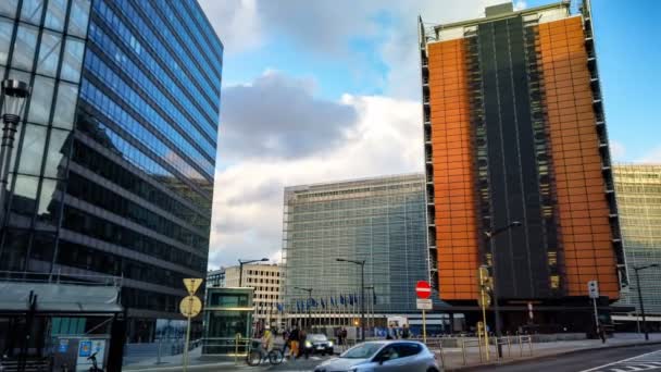Brüssel Belgien 2019 Berlaymont Gebäude Hauptquartier Der Europäischen Kommission Ultra — Stockvideo