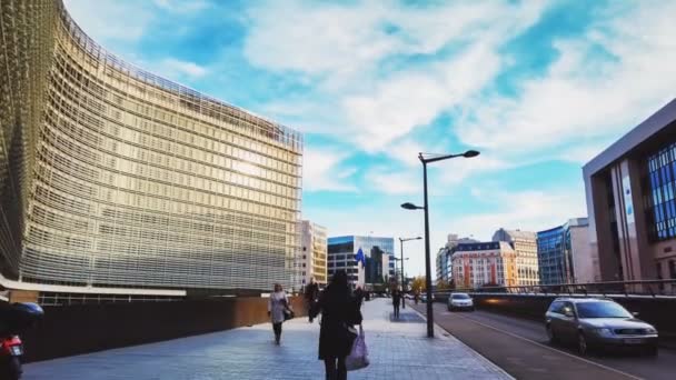 Brussel België 2019 Het Berlaymontgebouw Zetel Van Europese Commissie — Stockvideo