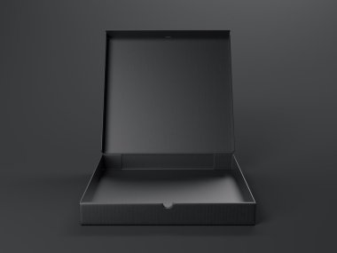 Siyah karton ambalajlama açıldı. 3D render