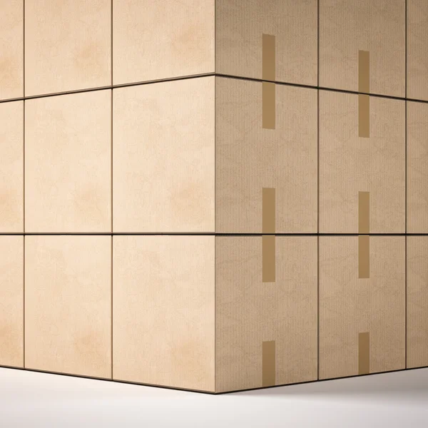 Closed orange cardboard boxes. 3d rendering — Stock Photo, Image