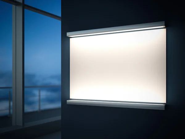 Современная лампа с рекламным щитом. 3d-рендеринг — стоковое фото
