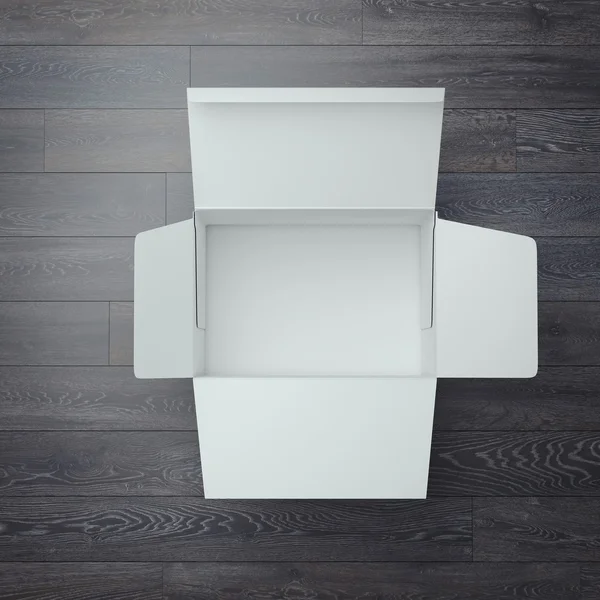 Witte kartonnen doos geopend. 3D-rendering — Stockfoto