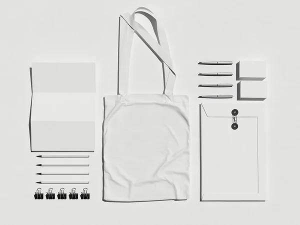 Бизнес-макет с белым хлопковым мешком. 3d-рендеринг — стоковое фото