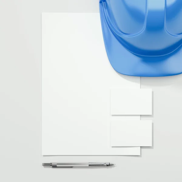 Branding mockup com capacete azul. Renderização 3d — Fotografia de Stock