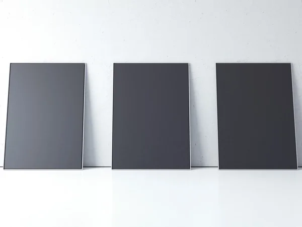 Black blank picture frames. 3d rendering — Stock Photo, Image