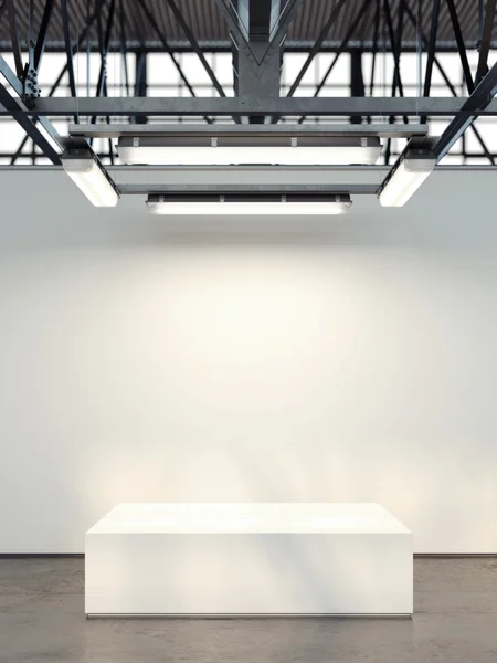 Kare podyum ile modern loft iç. 3D render — Stok fotoğraf